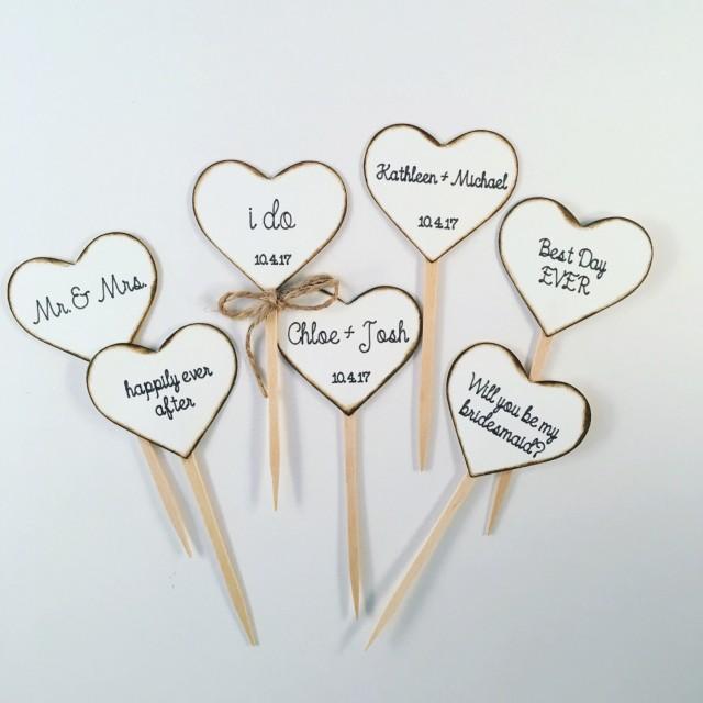 Rustic Heart Cupcake Toppers For Weddings And Bridal Showers. Cupcake