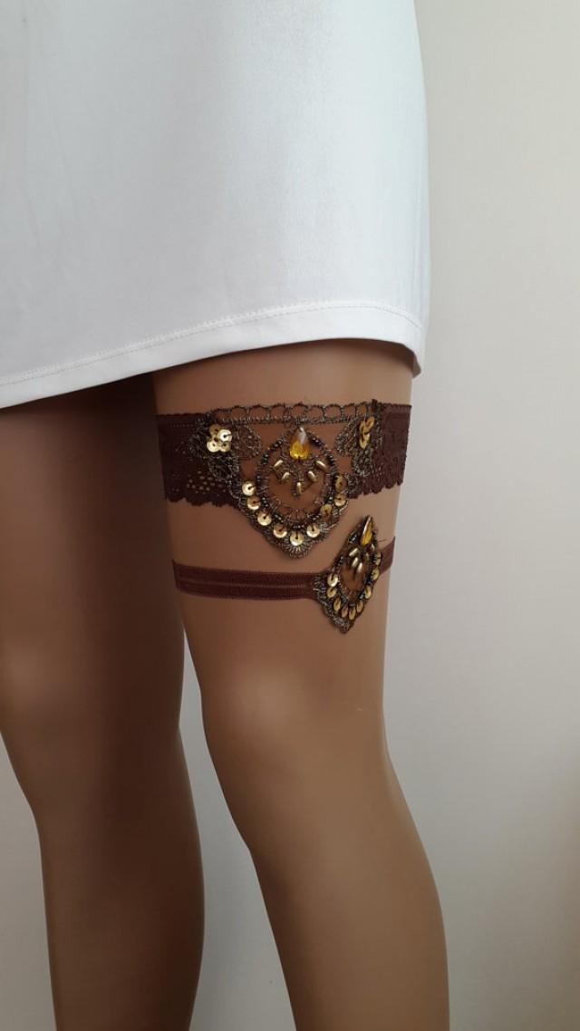 Garter, Toss Garters,Brown , Lace, Wedding Garters, Bridal Accessores