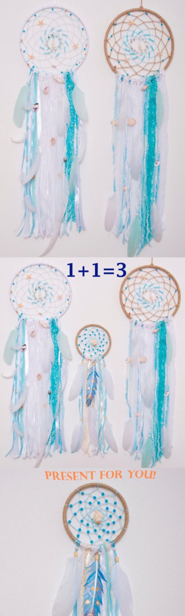 Pair Sea Dream Catchers Large Dream Catcher Blue Dreamcatchers Hippie