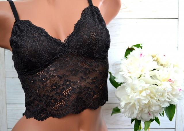 black bralette lace top