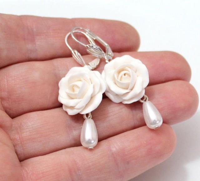 rose flower drop earrings