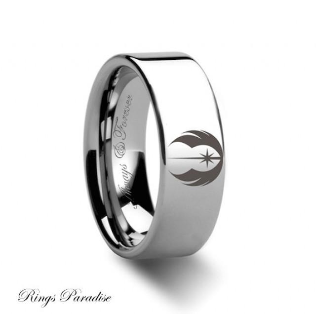 Mens Tungsten Ring, Order Symbol, Star Wars Ring, Tungsten Engraved