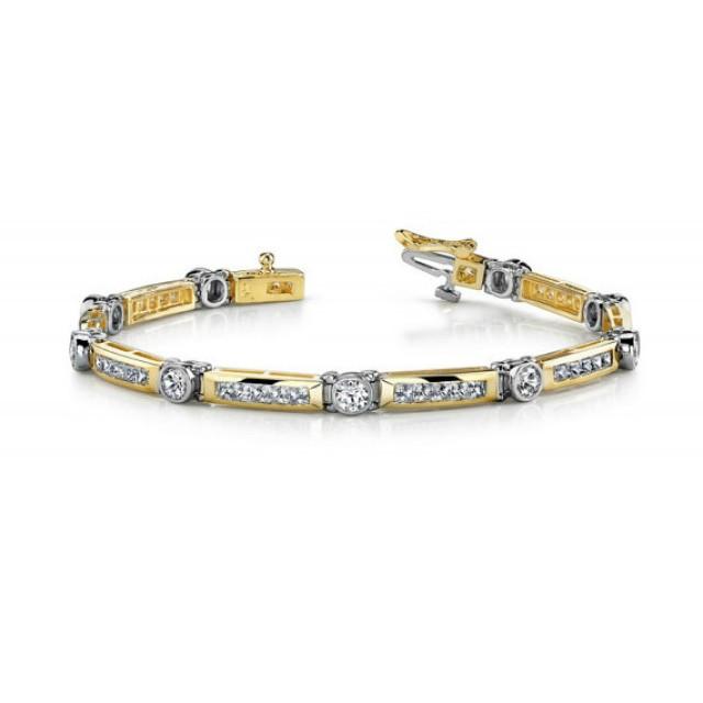 3 Carat Diamond Men's Bracelet 14k Two Tone Gold Diamond Bracelets For Men Men's Bracelets