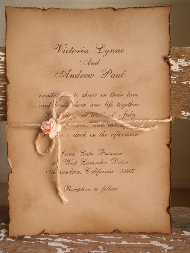 Woodland Vintage Kraft Blush Pink Wedding Invitation Rustic