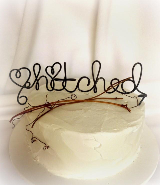 Rustic Wood Wedding Cake Topper Just Hitched Cake Top 