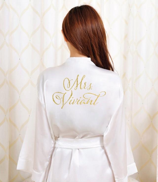 Gold Glitter Bridal Robe Bride Bathrobe Satin Cover Bridal Dressing Robe Gold Glitter