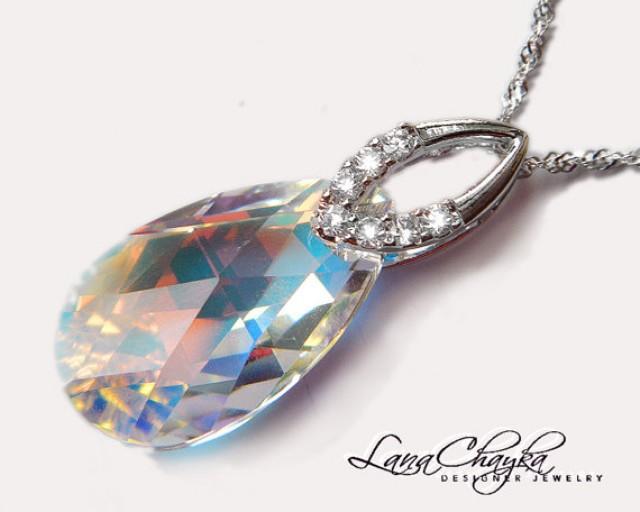 Aurora Borealis Crystal Necklace Sterling Silver CZ Aurora ...
