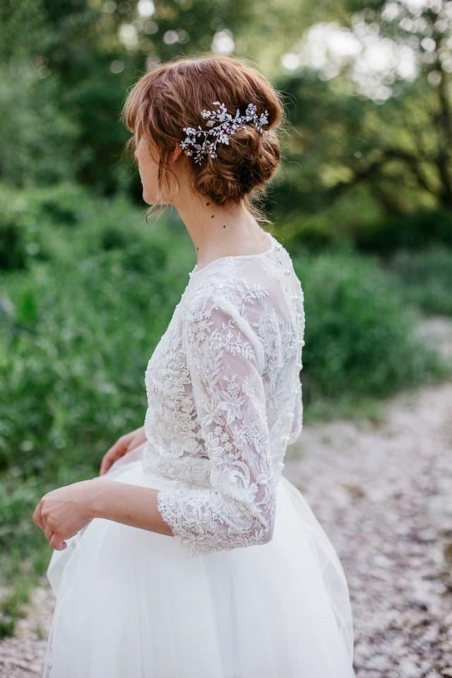 Bridal Lace Top, Beaded Wedding Lace 