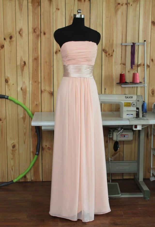 2015 A Line Blush Bridesmaid Dress Long Wedding Dress Chiffon Dress Strapless Dress Formal 