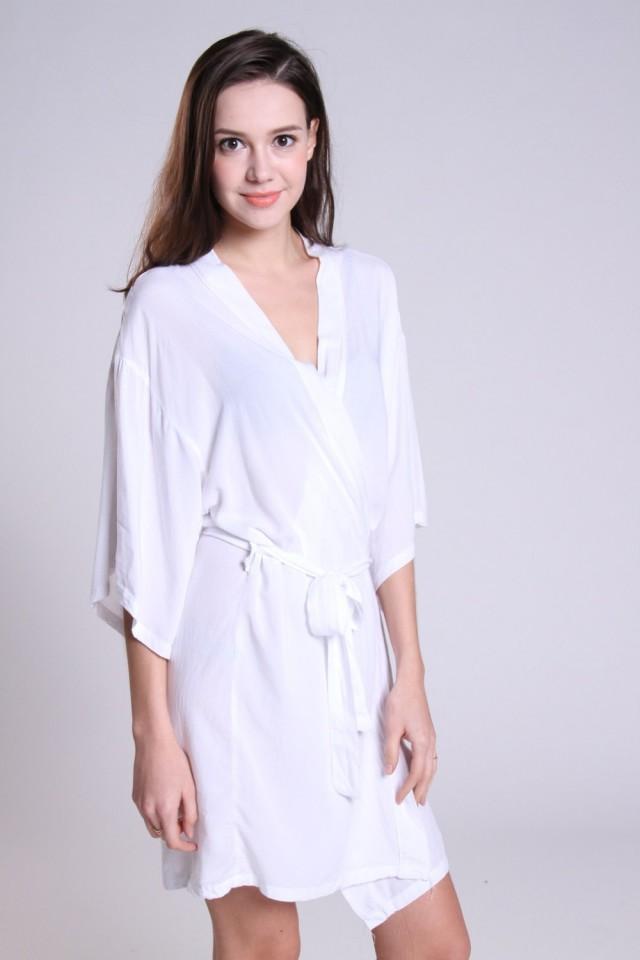 white cotton bridal robe