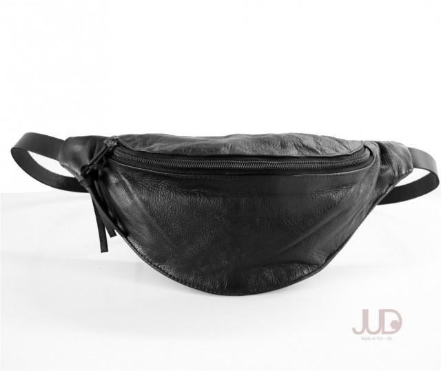 Black Leather Fanny Pack Hip Bag SALE Waist Purse Black Leather Ba