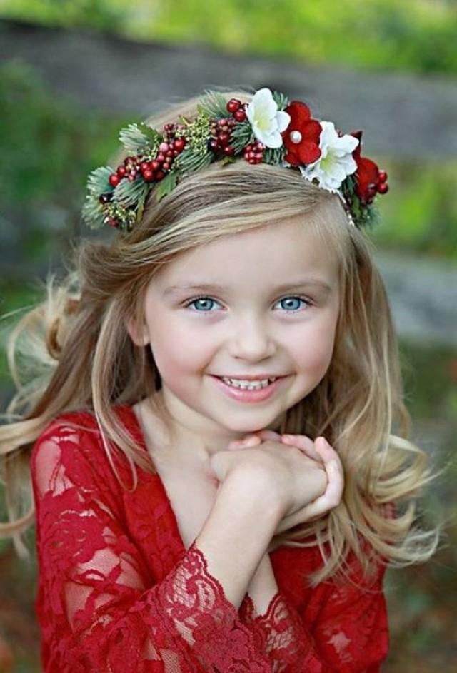 Flower Crown - Christmas Halo- Wedding - Newborn Photo Prop - Wedding Crown - Floral Hairpiece