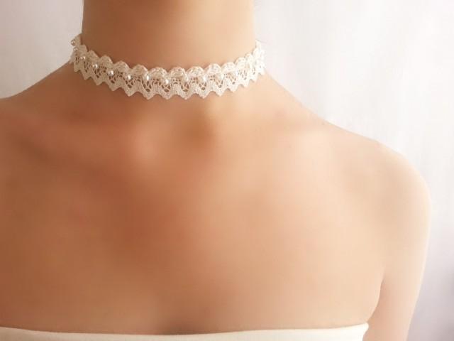 Simple Bridal Necklace Ivory Necklace 