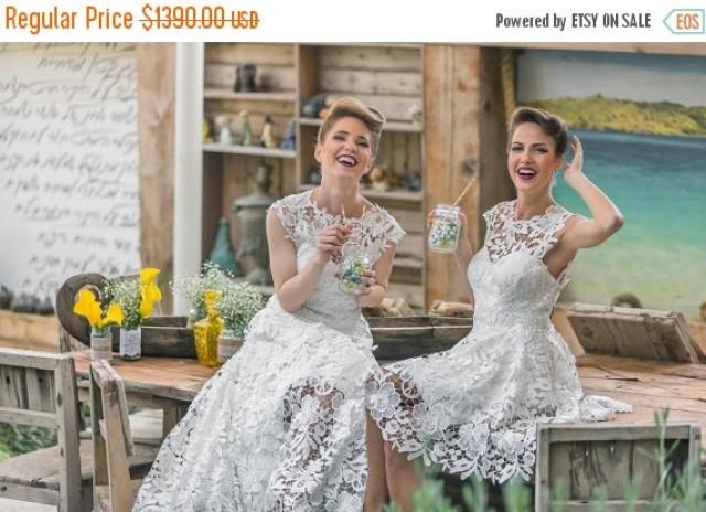 Christmas In July Short Lace Wedding Dress Bohemian Guipure Lace Wedding Dress Bohemian Guipure