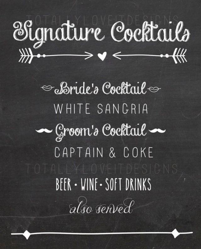 Chalkboard Signature Drink Sign - Signature Drink- Signature Cocktail ...