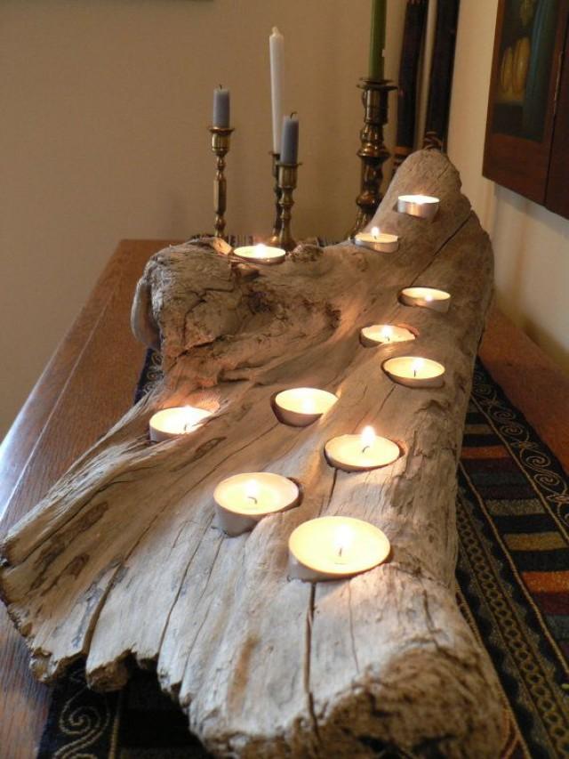 Driftwood, Rustic Candle Holder, Large Driftwood Candle Holder, Wedding ...