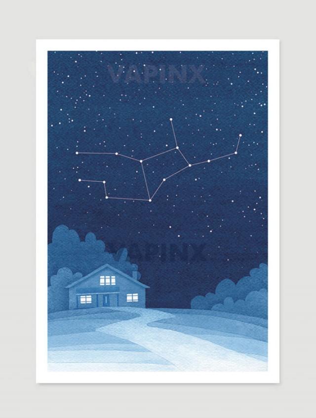 Virgo Zodiac Watercolor Painting Constellation Giclee Print Wall Decor