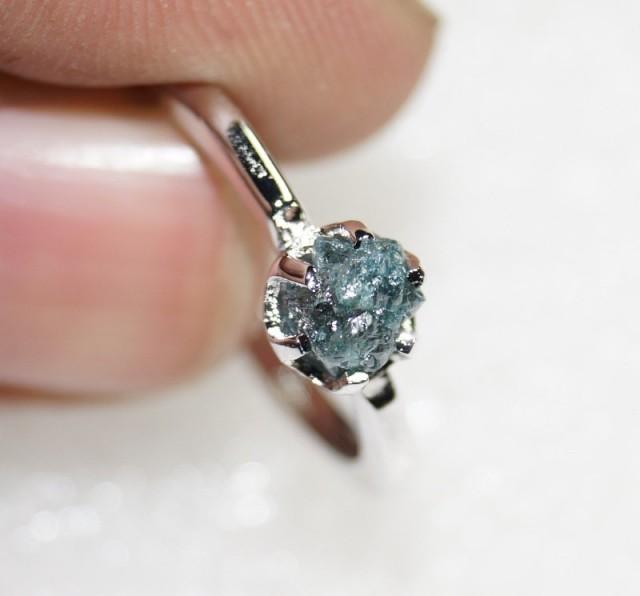 uncut blue diamond ring