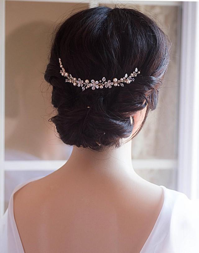 Wedding Hair Chain Bridal Hair Chain Swarovski Pearls Crystal Hair Wrap