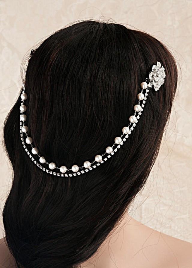Statement Wedding Head Band Headpiece, Bridal Hair Accessory Pearl