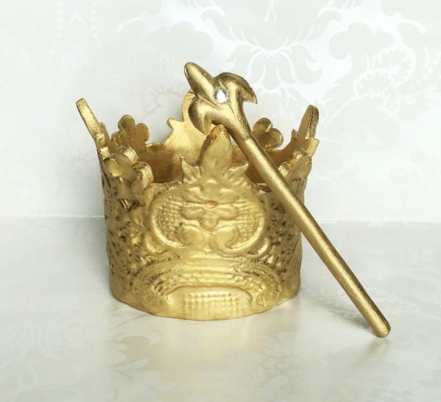 Fondant Gold Crown Cake Topper. Prince Crown Cake Topper. 1st Birthday