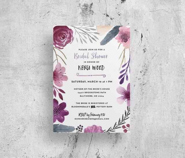 Watercolor Bridal Shower Invitations Floral Bridal Shower Invites