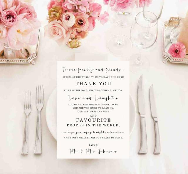 Printable Wedding Thank You Card Sign Wedding Reception Thank You