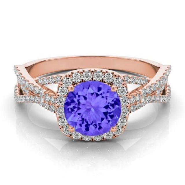 Tanzanite & Diamond Braided Ring 14k Rose Gold, Tanzanite Gemstone