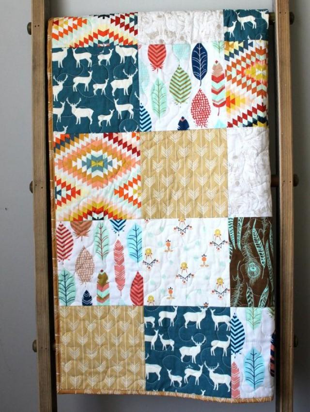 Rustic Baby Quilt Feather Bedding Gender Neutral