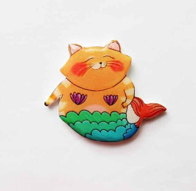 Mermaid Cat Brooch Broach Pin Mermaid Jewelry Cat Jewelry Free