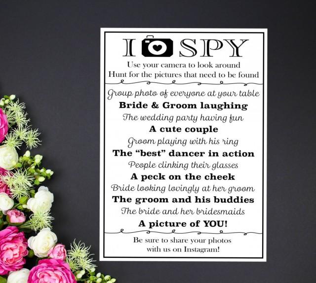 I Spy Wedding Photo Game Card 4x6 5x7 Wedding Reception Game