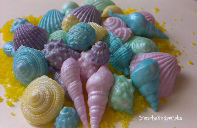 Edible Fondant Seashells 50 Or 100 Pcs Wedding Shower Summer Sea