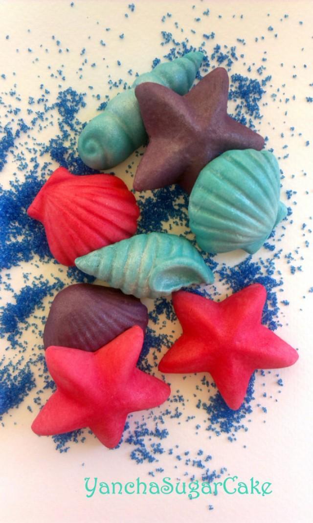 Large Fondant Gumpaste Edible Seashells Wedding Decorations Summer