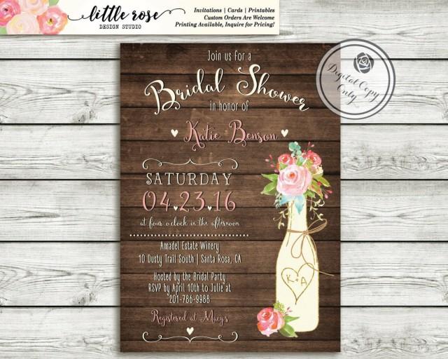 Rustic Bridal Shower Invitation Couples Wedding Shower Vineyard