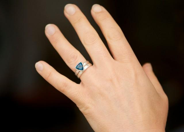London Blue Topaz Wedding Set Blue Topaz Trillion Engagement
