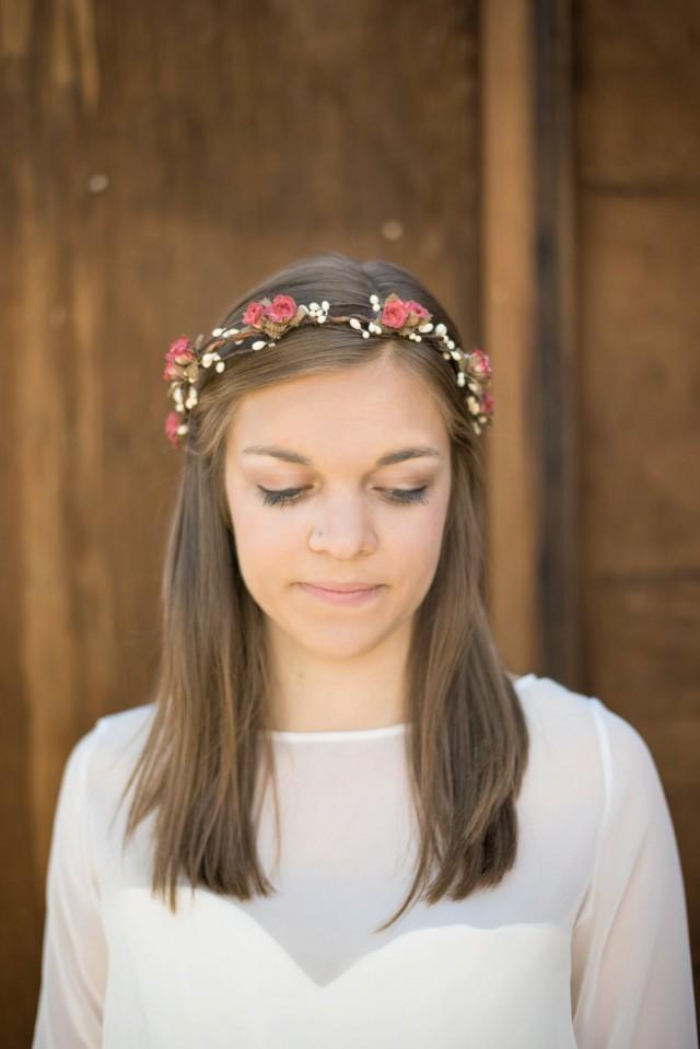 Bohemian Soft Pink Floral Crown, Woodland, Blush, Summer, Hair