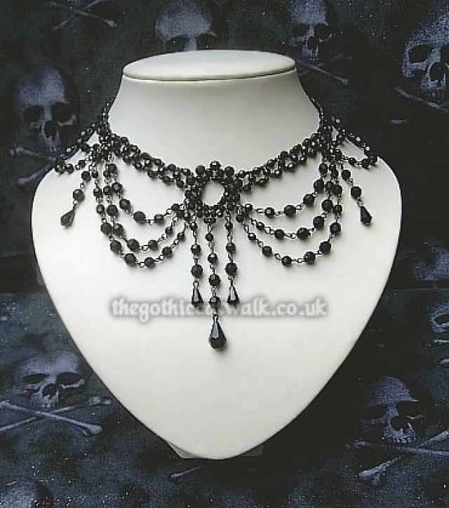 Black Beaded Victorian Gothic Choker Necklace 4 2554115 Weddbook