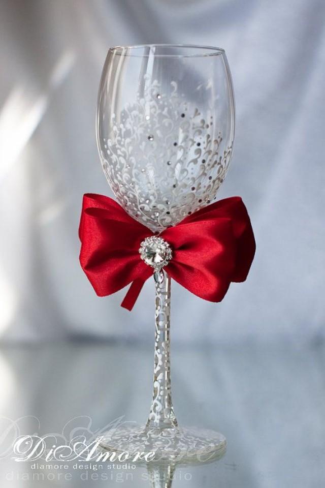 Red Wedding Wine Glass For Bride Wedding Toasting Glasses Wedding