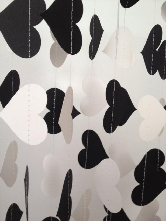Black White 10 Ft Heart Paper Garland Party Decorations