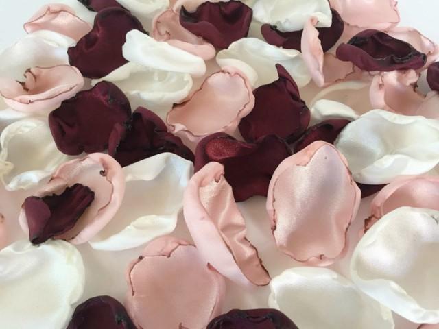 Marsala Maroon Blush Pink Ivory Mix Of Flower Petals Wine Rose