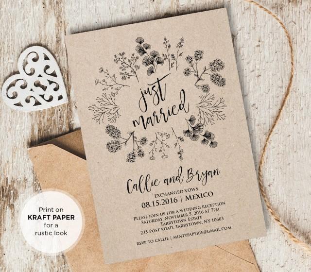 Just Married Elope Announcement Printable Rustic Wedding Elopement Invitation Instant Download Editable Text Pdf Template Digital File 2555650 Weddbook
