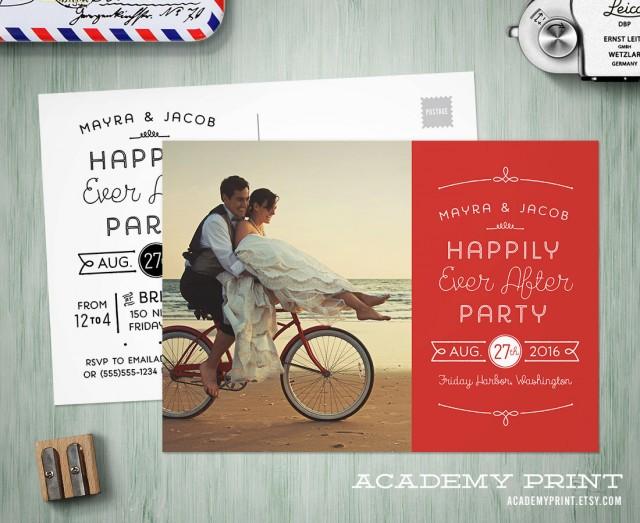 Printable Post Wedding Photo Postcard Invitation - Happily Ever After ...