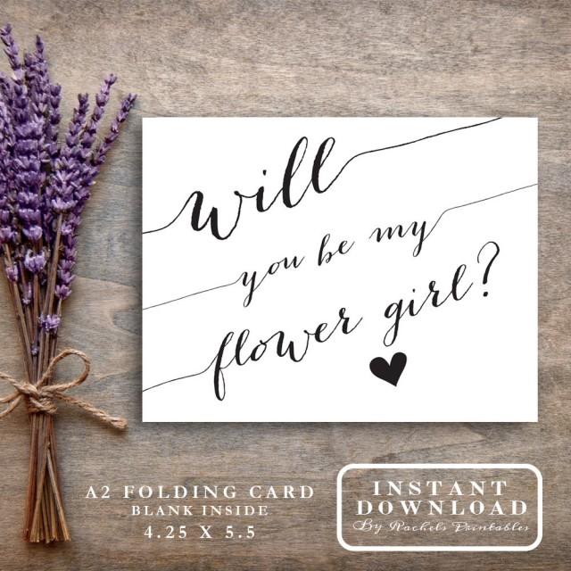 PRINTABLE Pink Flower Girl Asking Card Instant Download Will You Be My Flower Girl Card