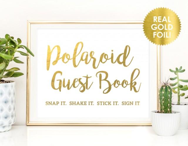 guest book sign gold wedding gold signs polaroid guestbook Photo guest book