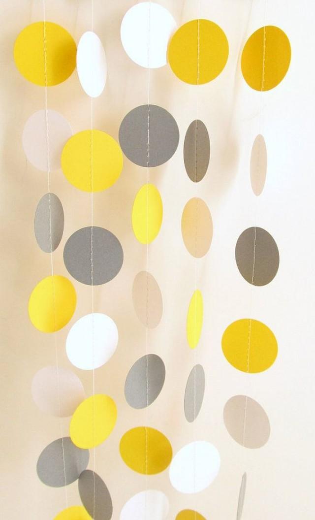 Wedding Garland Yellow Gray White Circle Paper Garland 10 Ft
