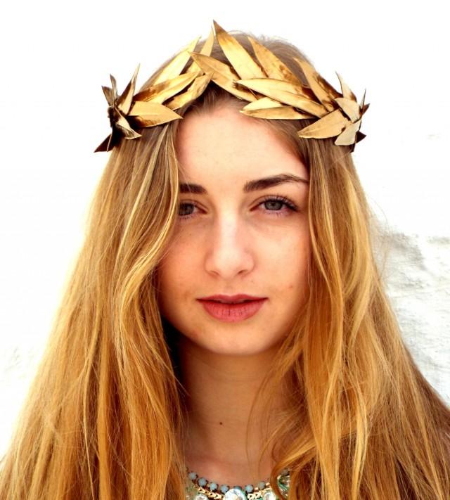 Gold Leaf Crown, Gold Headband, Woodland Headpiece, Greek Goddess