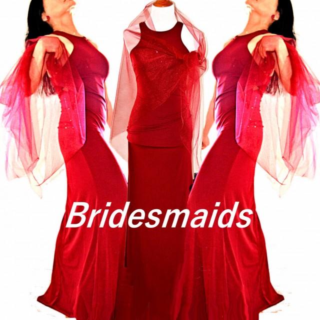 Red Bridesmaid Dress, Red Bridal Wraps, Bridal Cover Ups, Bridal Dresses, Burgundy Dress, Party
