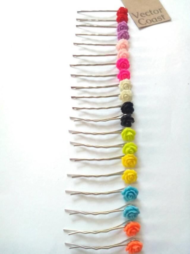 Rose Hair Pins, Flower Girl Gift, Rose Bobby Pins, Rose Hair Grips