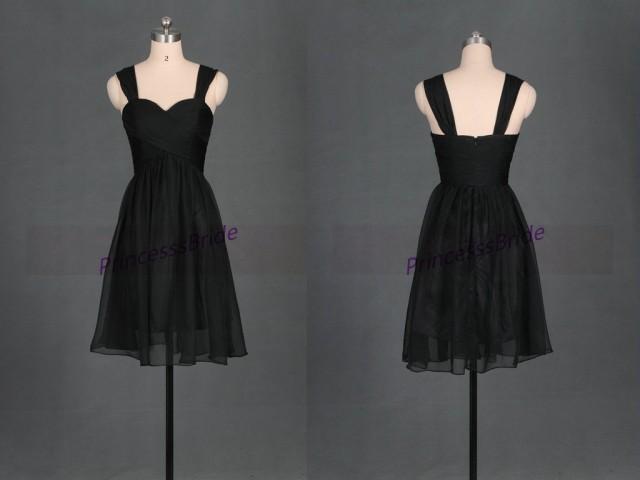 Short Black Chiffon Bridesmaid Dresses In 2015 Cheap Knee Length
