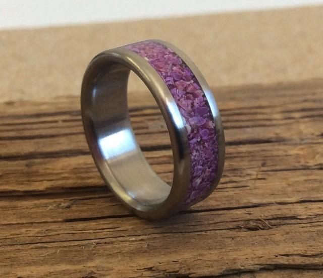 Purple Ring Personalized Wedding Band Best Friend Gift Amethyst Ring with Titanium Custom Engraved Engagement Ring Gift for Her